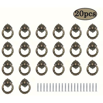Lot de 6/10/20 boutons de tiroir en métal vintage en forme de fleur en bronze 20pcs-with screws