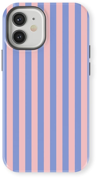 DripCase Gestreept Hoesje geschikt voor iPhone 12 Mini | Backcover met Mag | Stripes Motief | Trendy Case geschikt voor iPhone 12 Mini met Strepen Milkshake
