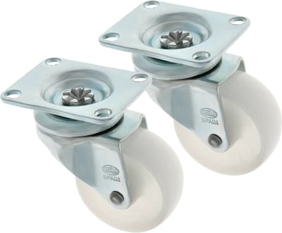 AMIG zwenkwiel/transportwiel - 2x - D60mm - polyamide - 60kg draagvermogen - wit