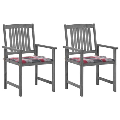 vidaXL - Tuinstoelen - 2 - st - met - kussens - massief - acaciahout - grijs