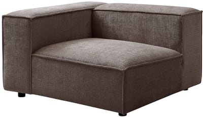 Vente-unique Hoekfauteuil links in taupe chenillestof RUZOLO