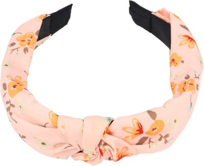 Haarsoires Haarband Diadeem 3cm – Knoop - Bloemenprint – Roze - Zachte Haarbeugel - voor Dames & Meisjes