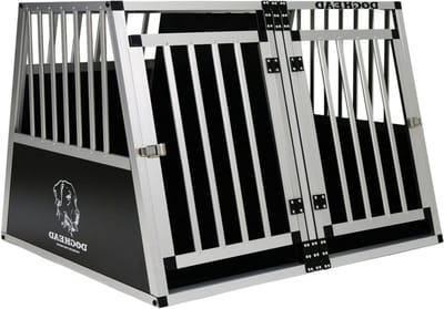 Hondentransportbox Aluminium - Reisbox Hond - Veilig Vervoer - Dubbel Afgeschuind Ontwerp - 97 x 85 x 69 cm