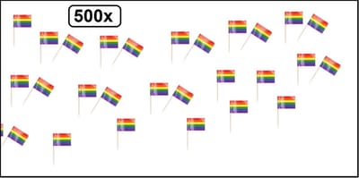 500x Cocktailprikker vlag Regenboog - Rainbow Cocktail prikker worst tapas hapjes festival thema feest