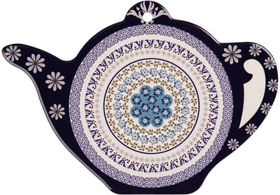Clayre & Eef Onderzetters Pannen Theepot 24x17 cm Blauw Keramiek