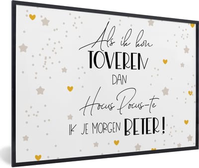 Fotolijst incl. Poster - Get well soon - Quotes - Sterren - Toveren - 60x40 cm - Posterlijst