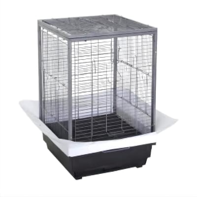 Metalen Papegaaienkooi 60 cm - Voor Papegaai, Parkiet & Valkparkiet - Vogelkooi met Uitschuifbare Lade & Handvat - Zwart - parkietenkooi