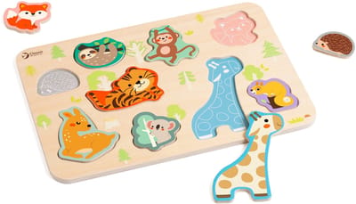 Classic World houten dierenpuzzel educatief speelgoed 10 stukjes.