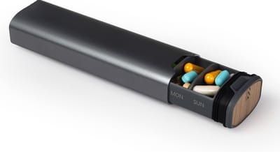 Pillendoosjes – Medicijndoosje voor 7 dagen – Wekelijkse pillenorganizer – Aluminium dagelijks pillendoosje – Pillendoosjes met afzonderlijke deksels – Voor vitaminen, pillen en supplementen – Zwart