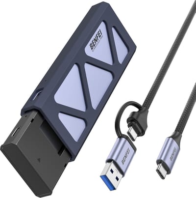 BENFEI M.2 NVME SSD behuizing, USB C (10Gbps) naar NVME adapter met Stootbescherming, Geschikt voor NVME M en B&M toetsen 2230/2242/2260/2280