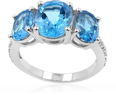 Cavill - Elegante Ring 925 Sterling Zilver - Marambaia Topaas 5,6 ct Ovaal - Zirkonen - Braziliaanse Edelsteen - Dames Sieraad
