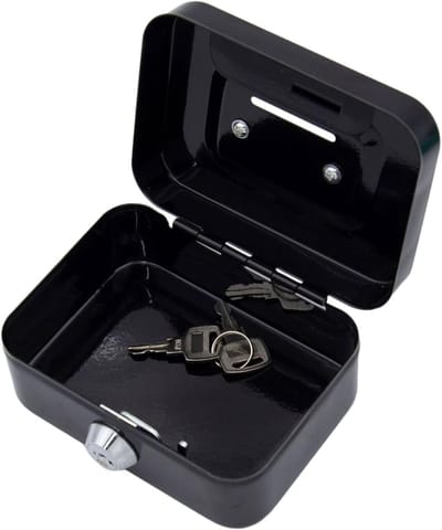 Geldblik met slot - Metalen spaarpot - Veilig opbergen - Stevig metaal - 22x7x7 cm - Zwart
