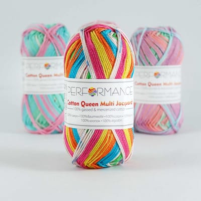 5 bollen katoengaren frisse kleuren multi (10457) - Cotton Queen multi jacquard - haakgaren breigaren