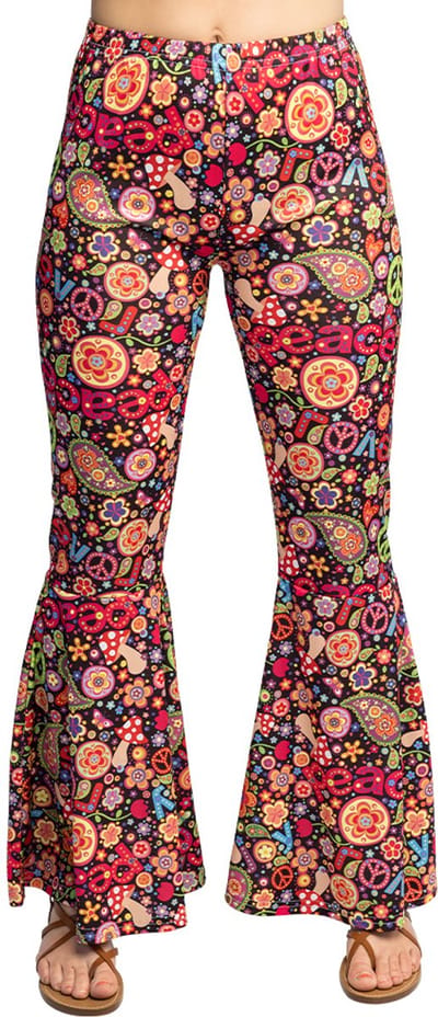 Boland - Flarebroek Flower power (M) - Volwassenen - Hippie - Flower Power - 70s - Hippie