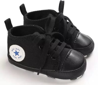 Stoere Baby Schoenen - Babysneakers van Baby-Slofje - Zwart maat 19 ( 13 cm)