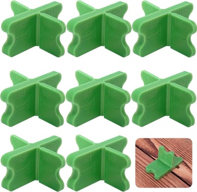 Terrasafstandshulp - 4 Diktes (1/16", 1/8", 3/16", 1/4") - Voor Composiet en Houten Terrasplanken - ABS - 8 stuks - Groen