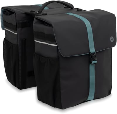 Gazelle Dubbele Fietstas - Met Mik Adapter - Zwart / Groen - 39 Liter