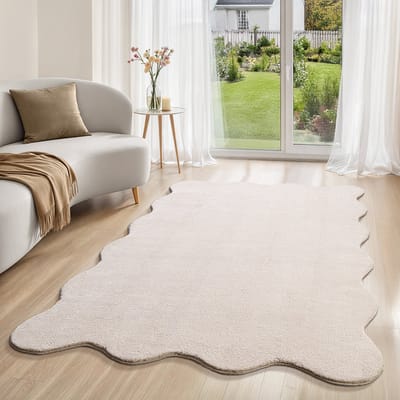 Vloerkleed Loft Shape – Zacht Hoogpolig Vloerkleed in Beige, Wasbaar tot 30° & Pluizig-160 x 220 cm