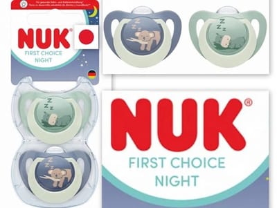 NUK First Choice Fopspeen – Siliconen – Lichtgevend in het Donker – 2 Stuks- blauw/groen - 18-36 maanden.