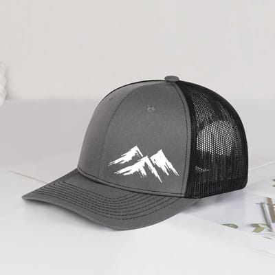 Casquette de camionneur avec impression Trois Montagnes Mlfo Chapeau de soleil d'été en maille Snapback Unisexe Voyage Quotidien Cadeau de Vacances gray