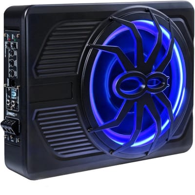 10-inch Spider Subwoofer met Versterker – 800W – Blauw LED Licht – Ingebouwde Versterker – Krachtige Bass – Eenvoudig te Installeren