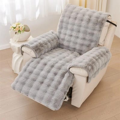 Housse de Fauteuil Inclinable 1 Place Lapin en Peluche Antidérapante Housse de Canapé Simple Douce Chaude Housse de Fauteuil Relax Funda Sillon Reclinable 1 Seater sofa cover