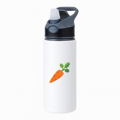 Hacebo® - Wortel waterfles met rietje zwart - Groente - Groente liefhebbers - peen - gezond eten - water fles - 650ML