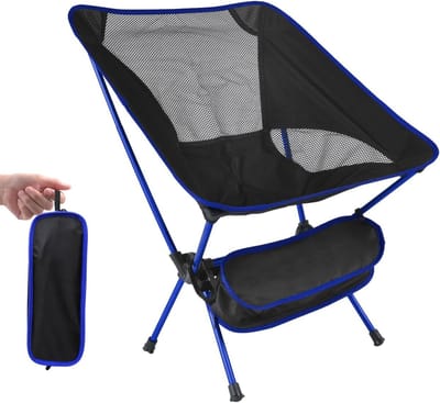 Comfortabele Lichtgewicht Vouwstoel voor Kamperen met Hoge Rugleuning en Hoofdkussen - Perfect voor Buitenactiviteiten en Ontspanning