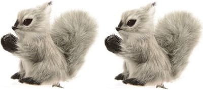 Decoris Kerstboomdecoratie grijze eekhoorns op clip 8 cm - 2x - Kerstversiering - Kerstdecoratie