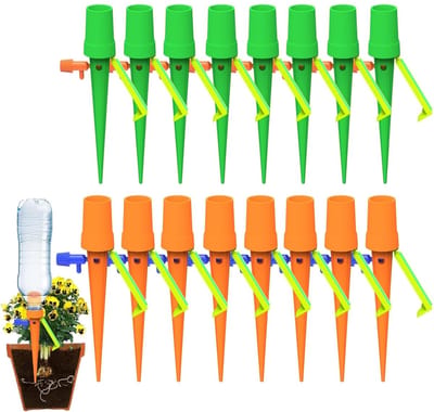 Verstelbaar druppelirrigatiesysteem met 16 onderdelen, kantelbeveiliging en regelklep voor optimale bewatering van tuinplanten en balkons
