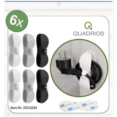Quadrios 23CA244 Kabelhouder Zelfklevend 23CA244 Bundel-Ø (vast)=8 mm Zwart, Grijs, Wit 6 stuk(s)