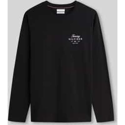 Tommy Hilfiger Script Stack Ls Regular Black Taglia: S | Maglie a manica lunga Outlet | Uomo | Nero