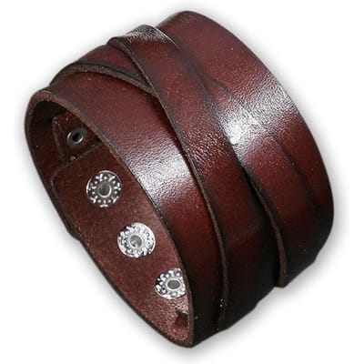Breed Leren Polsbandje Voor Mannen Stijlvolle Zwarte Bruine Echt Lederen Armband Met Bedelarmbanden Punk Stijl Mannen Cadeau brown