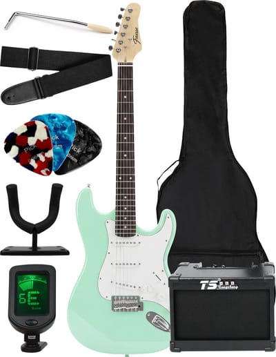 Finesse Elektrische Gitaar met Versterker - met Videocursus - Gitaar - Volwassenen - Kind - Munt Groen
