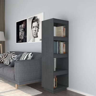 vidaXL - Boekenkast/kamerscherm - 40x35x135 - cm - massief - grenenhout - grijs