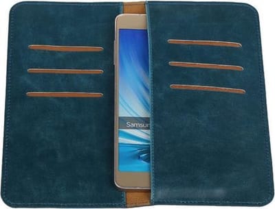 Blauw Pull-up Large Pu portemonnee wallet voor Samsung