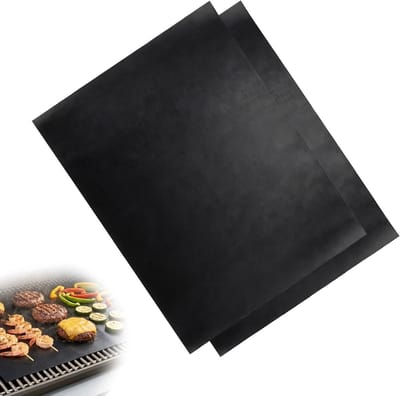 BBQ-grillmatten 2 stuks, herbruikbare anti-aanbakmatten voor houtskoolgrill en oven, hittebestendig en op maat te snijden, ideaal voor grillaccessoires en bakken