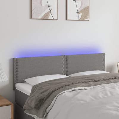 vidaXL - Hoofdbord - LED - 144x5x78/88 - cm - stof - donkergrijs