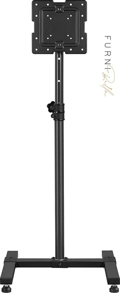 FURNIBELLA - Tv-standaard, mobiele trolley, televisiestandaard met houder, voor 13 - 42 inch platte en gebogen televisie, in hoogte verstelbare tv-wagen op wieltjes draaibaar