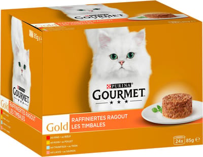 GOURMET Gold Verfijnde ragout kattenvoer nat vleesvariatie (1 x 24 x 85g)