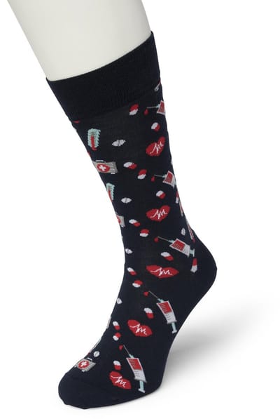 Bonnie Doon Heren Sokken met Medische Print maat 40/46 Donker Blauw - Thema Sokken - Ziekenhuis - Dokter - Cadeau Sokken - Word je Happy en vrolijk van - Zacht Katoen met Gladde Teennaad - Comfortabel - Perfect Cadeau - Insignia Blue - BT992116.249