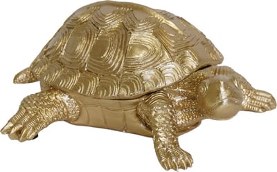 Housevitamin Turtle Box - Polyresin - Goud - 15.5x13.5x7.5cm - Opbergbox voor sieraden en kleine spullen