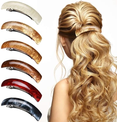 Haarspeld - 6 Stuks - Haar Accessoire - Haarclip - Groot - Gebogen Platte Clips - Platte Klauwclip voor Vrouwen - Sterke Grip - Geschikt Voor Dik en Dun Haar - Klassieke Retro - Geschikt Voor Vrouwen - Bruine serie