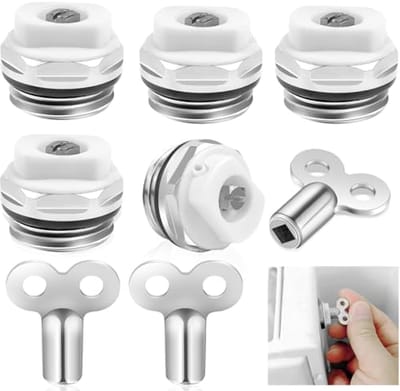 Pack of 5 Radiator Vent Valves with Key - Manual Heating Valve Set for Exhaust Air Connection
