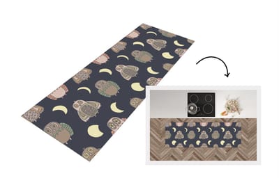 Keukenloper - Loper keuken - Uil - Patronen - Maan - 150x50 cm - Keukenloper vinyl