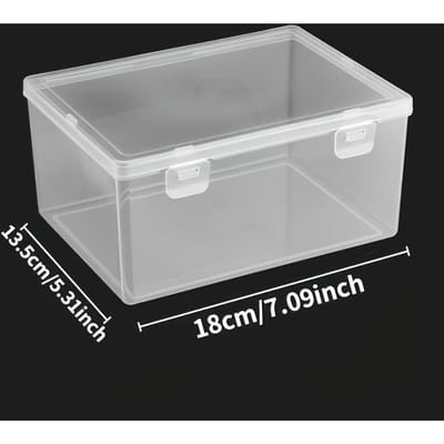 Boîte de Rangement Transparente Grande Capacité avec Couvercle Rabattable - Idéale pour Étuis de Téléphone, Papeterie, Organisateur de Bureau, Petits Objets & Bijoux - Parfaite pour Bureau à Domicile transparent
