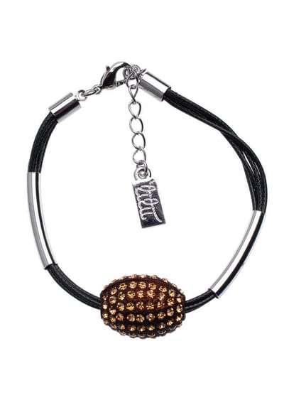 Behave - Armband zwart koord met kraal en steentjes - Casual chic accessoire