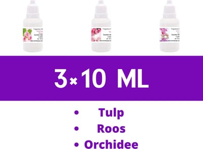 Geurolie Set Bloemen – Cosmetische Geuroliën voor Zeep, Kaarsen en Cosmetica – 3x 10 ml Geconcentreerde Bloemige Geuren Tulp, Roos en Orchidee – Gietzeep, CP Zeep, Parfum en Huisparfum – DIY, Cadeau en Hobby – ArinKaSoap