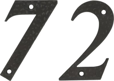 AMIG Huisnummer 72 - massief gesmeed staal - 10cm - incl. bijpassende schroeven - zwart