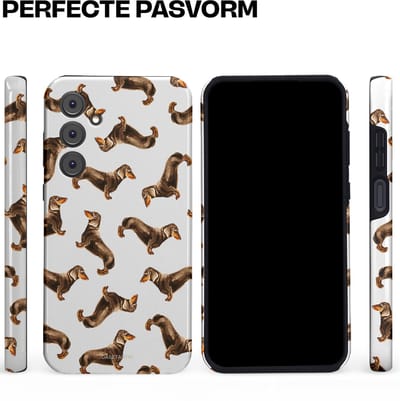 Casetastic Hoesje Geschikt voor Samsung A35 - Stijlvolle Beschermende Duo-layer Case - Teckel Twister